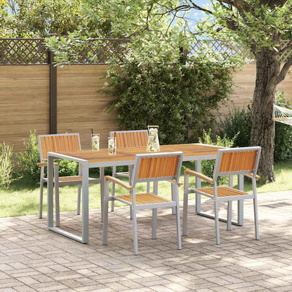 vidaXL Garden Dining Set 5 pcs Grey Solid Acacia Wood 1