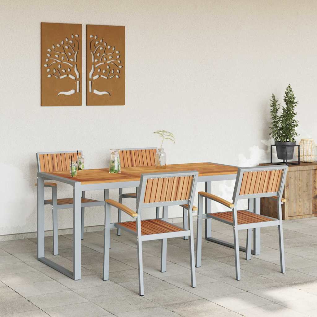vidaXL Garden Dining Set 5 pcs Grey Solid Acacia Wood 4