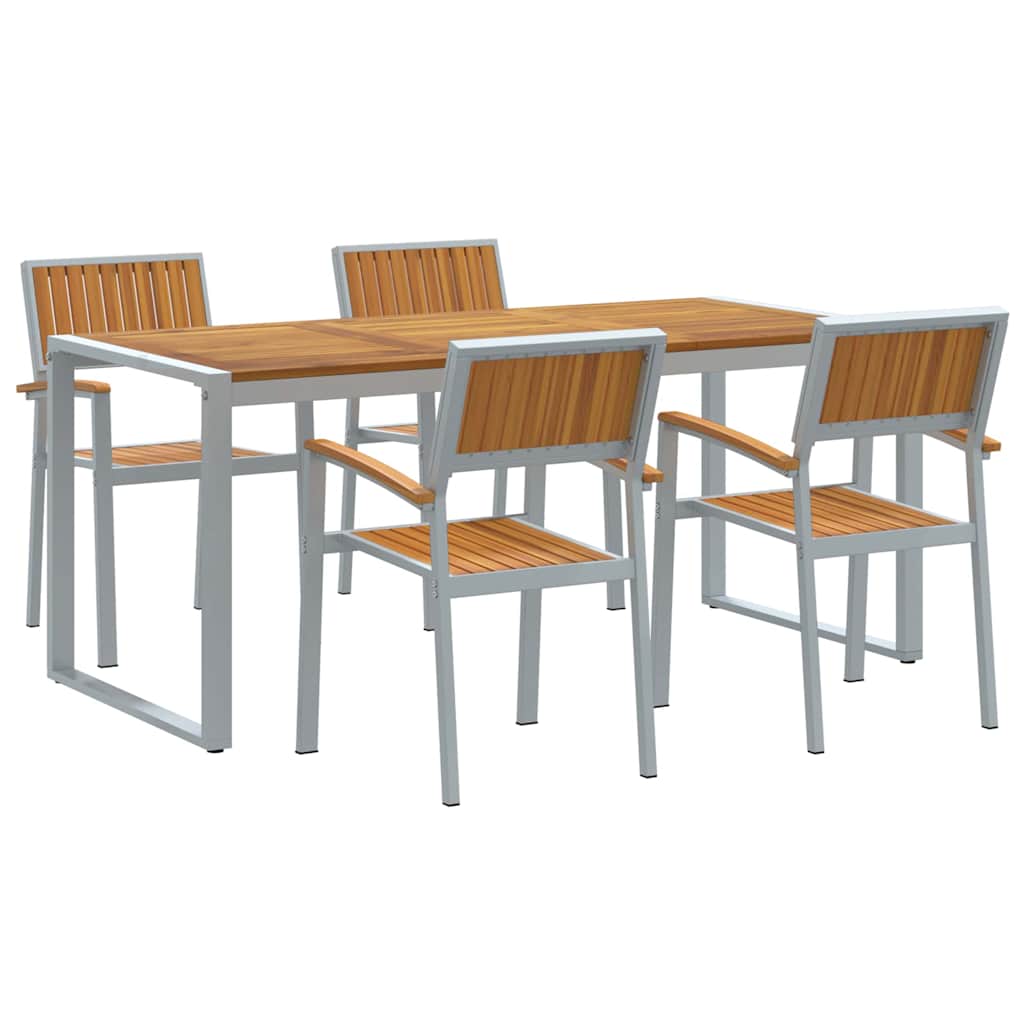 vidaXL Garden Dining Set 5 pcs Grey Solid Acacia Wood 2