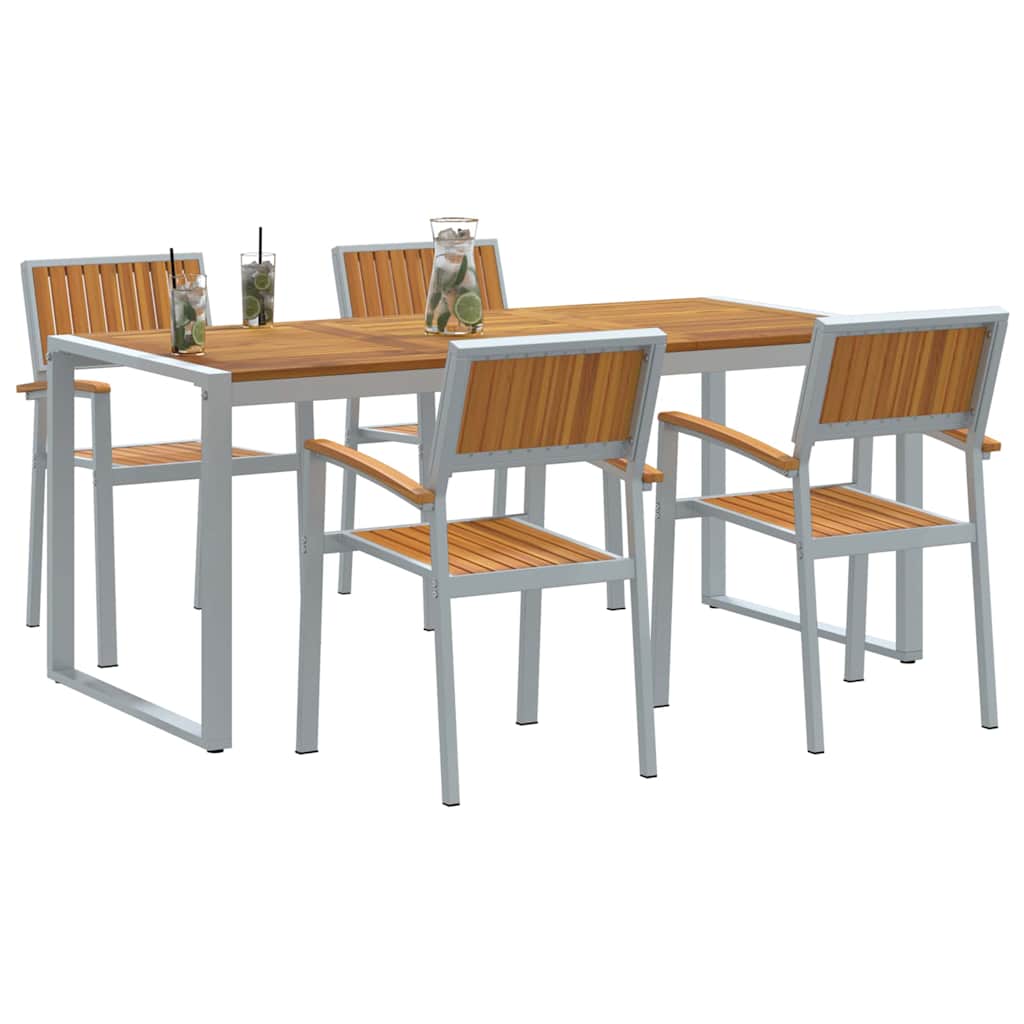 vidaXL Garden Dining Set 5 pcs Grey Solid Acacia Wood 3