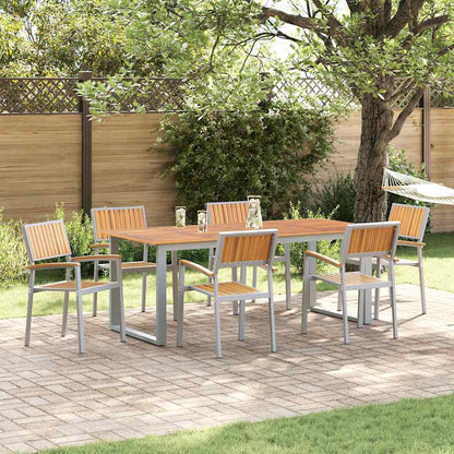 vidaXL Stacking Chair 6 pcs Brown Solid Acacia Wood Stackable 1