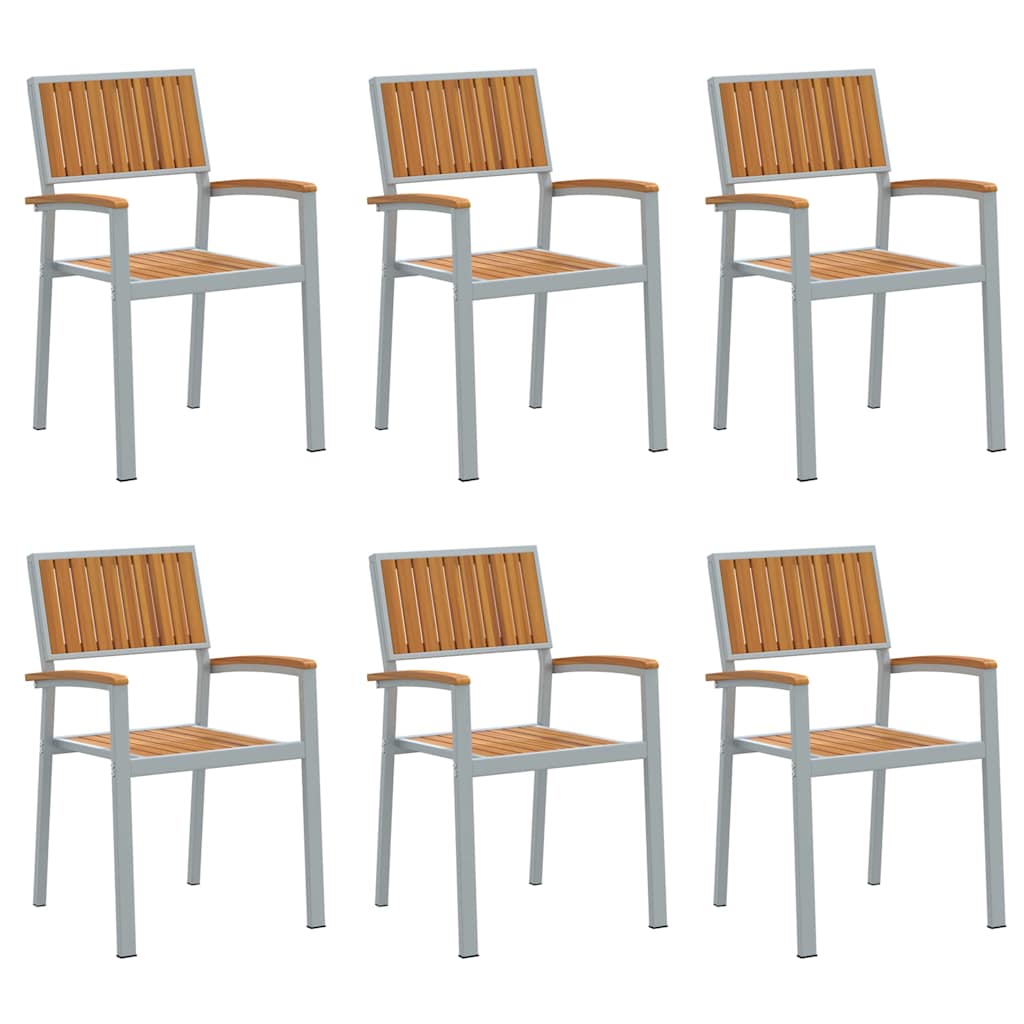 vidaXL Stacking Chair 6 pcs Brown Solid Acacia Wood Stackable 2