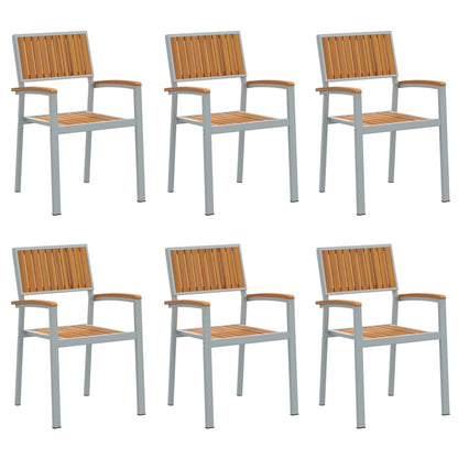 vidaXL Stacking Chair 6 pcs Brown Solid Acacia Wood Stackable 2