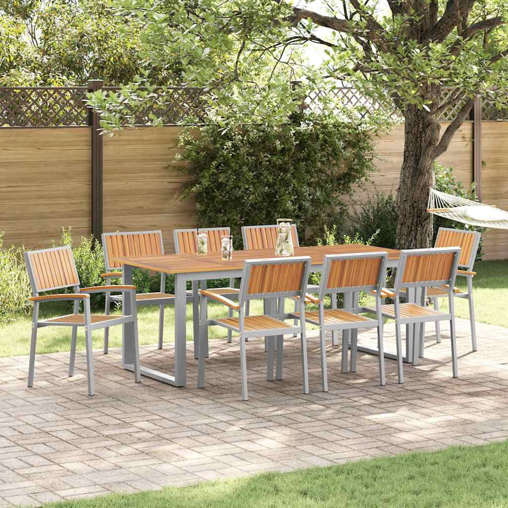 vidaXL Stacking Chair 8 pcs Brown Solid Acacia Wood Stackable