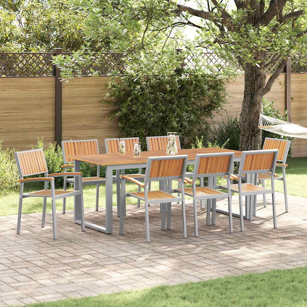 vidaXL Stacking Chair 8 pcs Brown Solid Acacia Wood Stackable 1