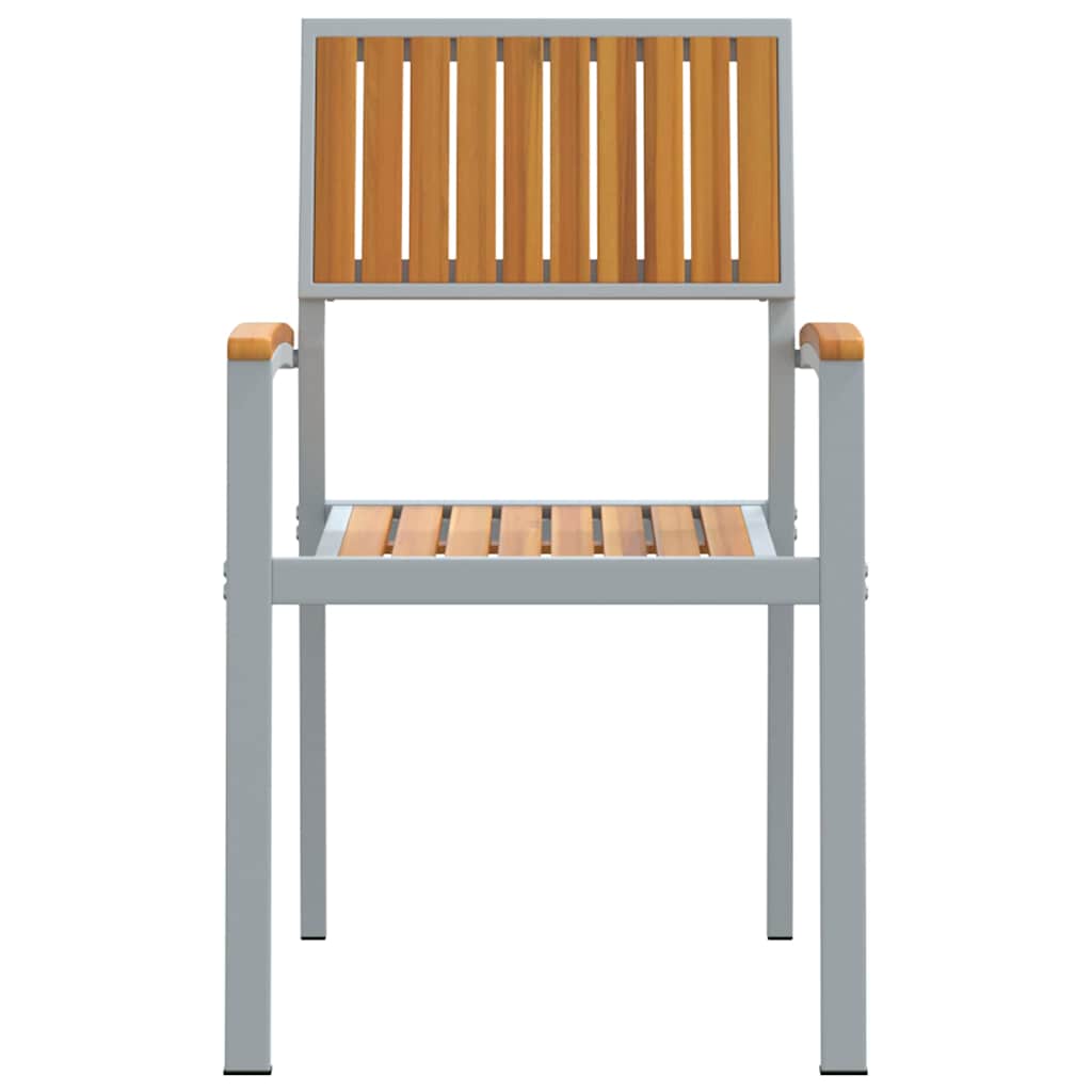 vidaXL Stacking Chair 8 pcs Brown Solid Acacia Wood Stackable 5