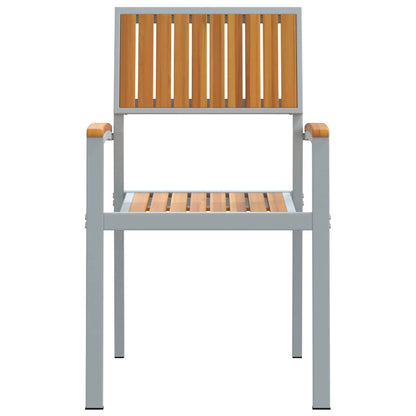 vidaXL Stacking Chair 8 pcs Brown Solid Acacia Wood Stackable 5
