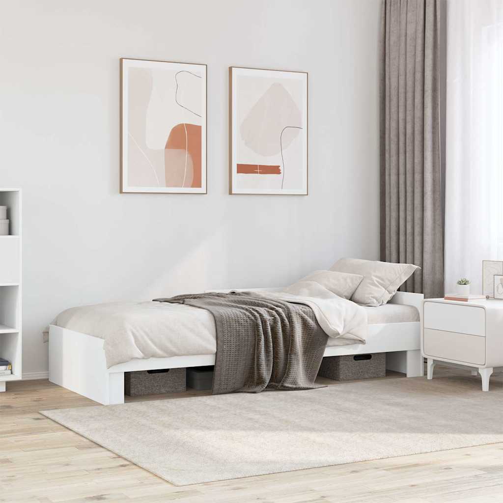 Bed Frame without Mattress Engineered Wood Length 190 cm White 90 cm