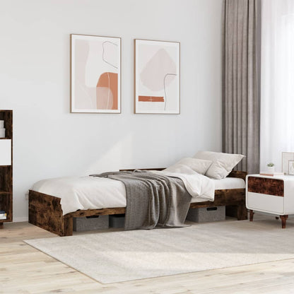 Bed Frame without Mattress Engineered Wood Length 190 cm Smoked oak 90 cm