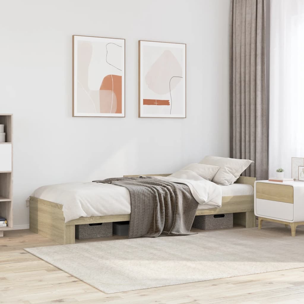 Bed Frame without Mattress Engineered Wood Length 190 cm Sonoma oak 75 cm