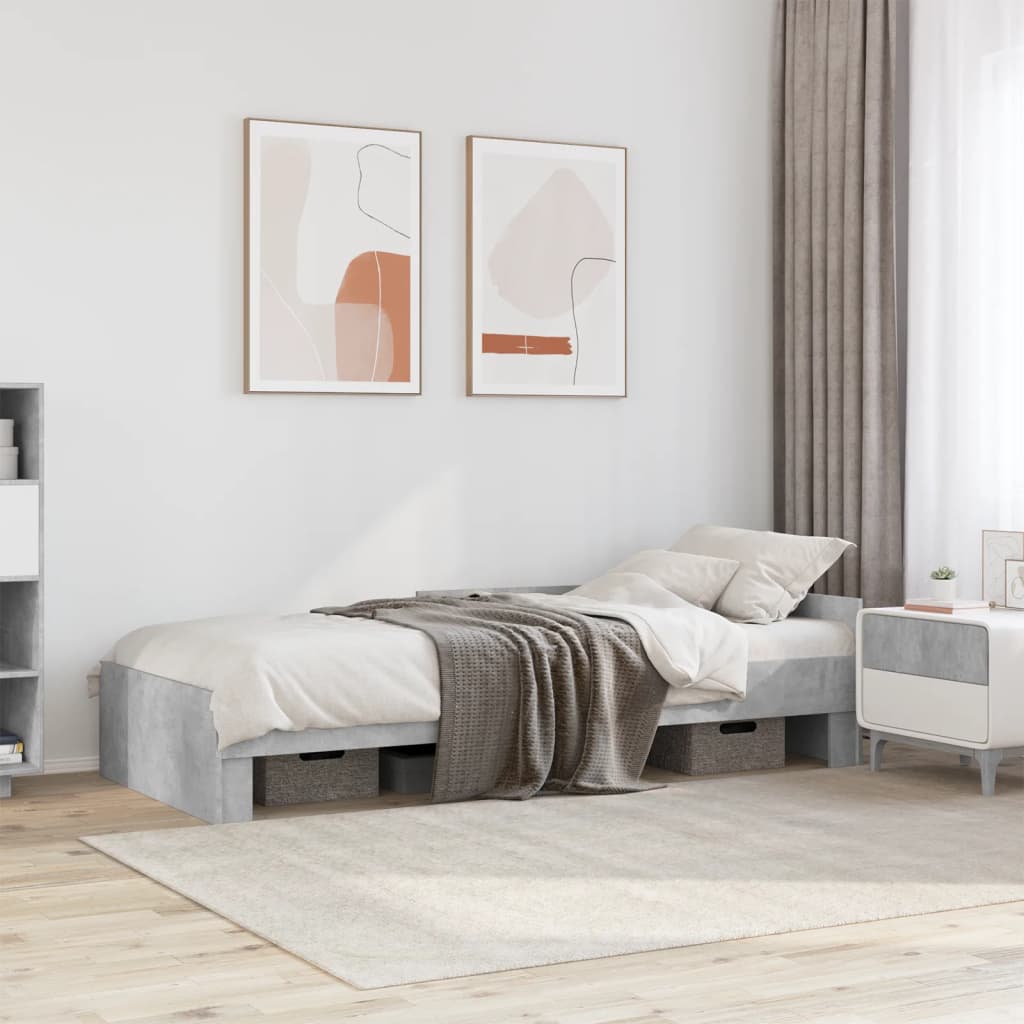 Bed Frame without Mattress Engineered Wood Length 190 cm Concrete grey 75 cm