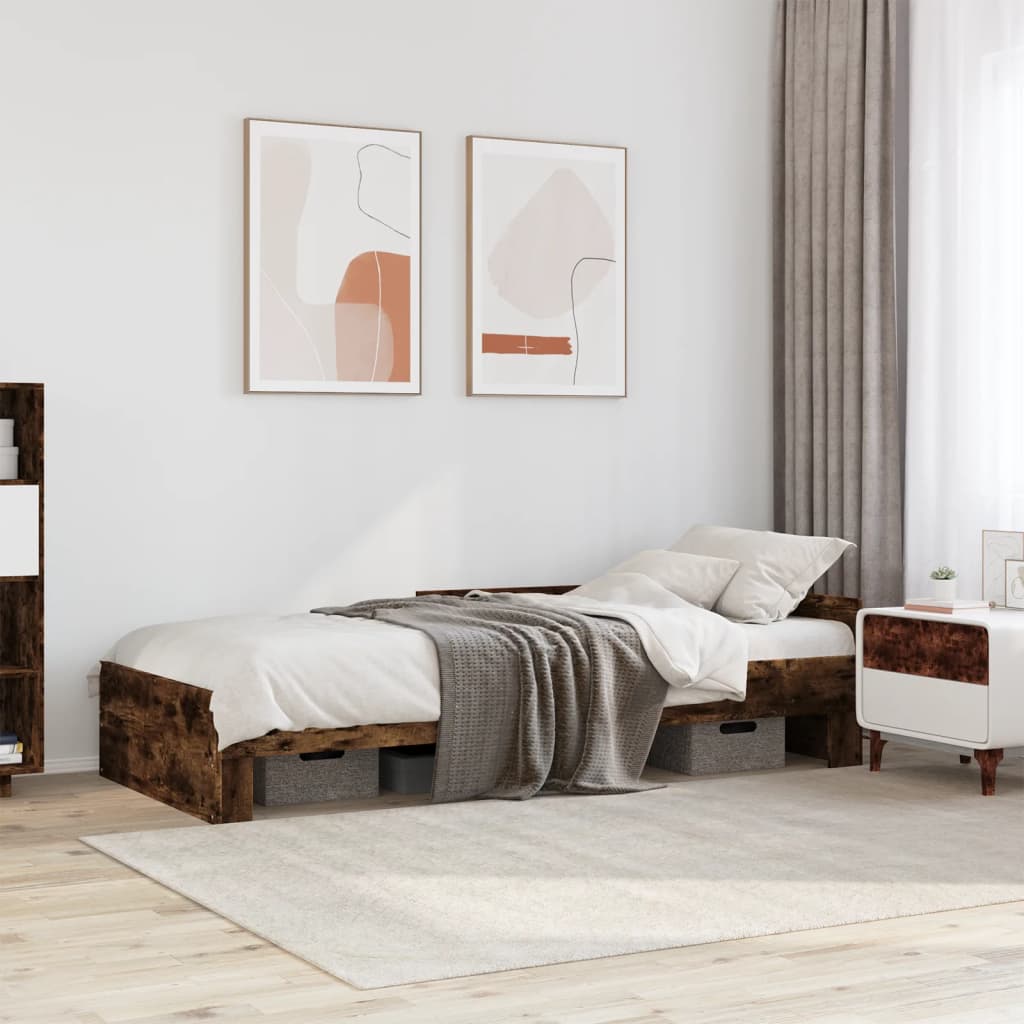 Bed Frame without Mattress Engineered Wood Length 190 cm Smoked oak 75 cm