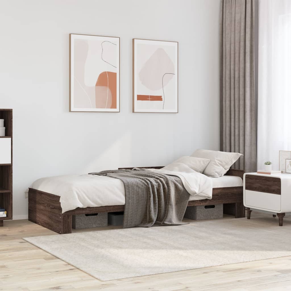 Bed Frame without Mattress Engineered Wood Length 190 cm Brown oak 75 cm