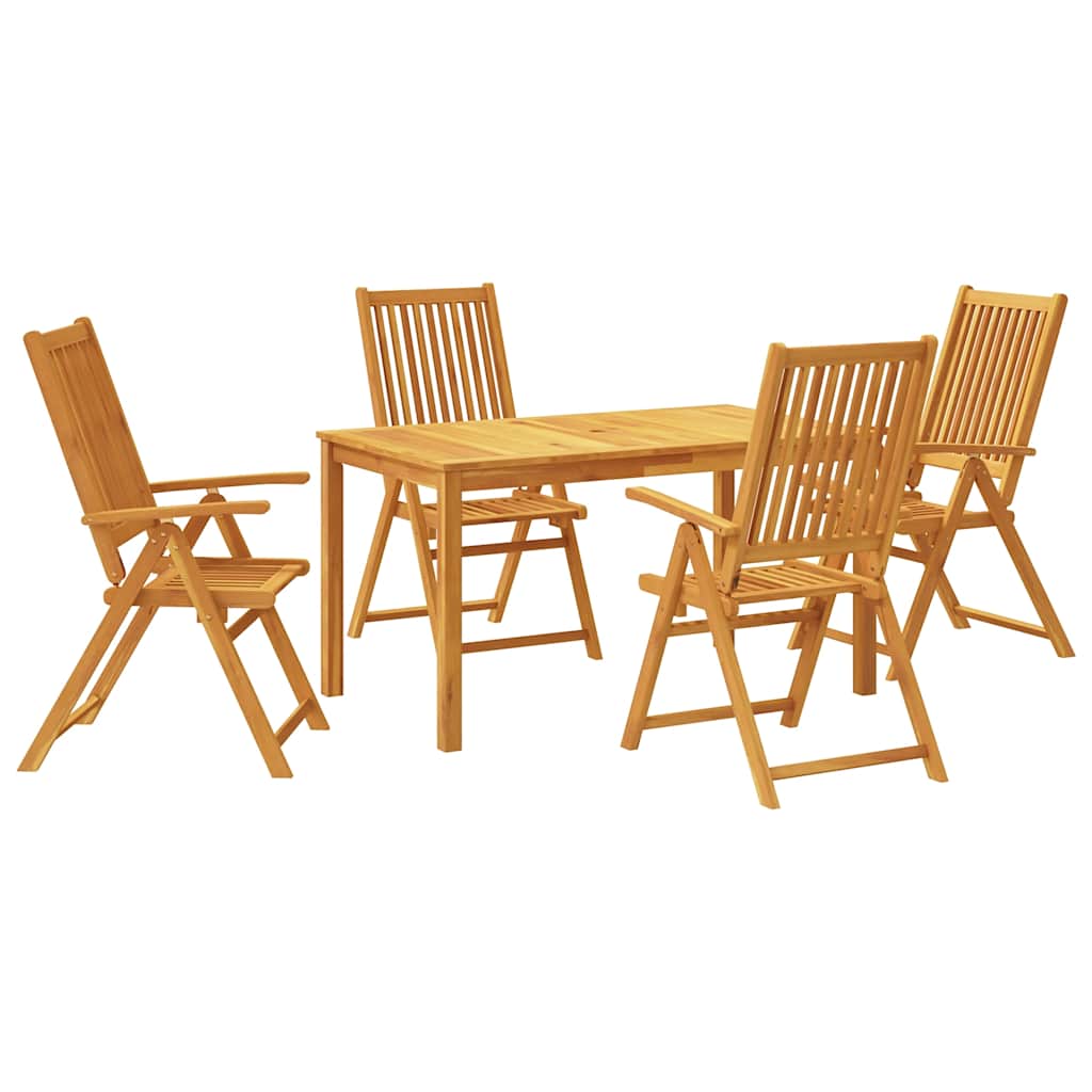 5-Piece Garden Dining Set 4-Seaters Solid Acacia Wood Natural Table + 4x chair