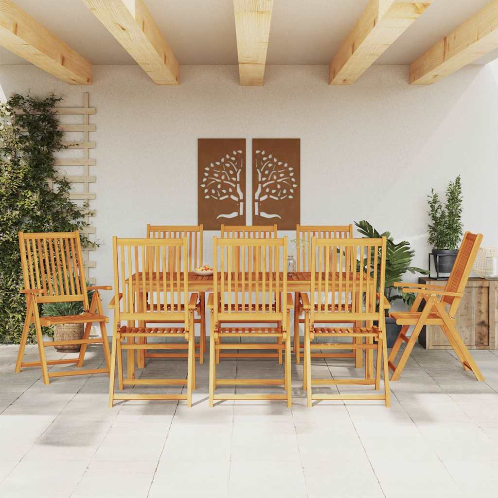 vidaXL 9 Piece Garden Dining Set 180x90x75 cm Solid Wood Acacia 1