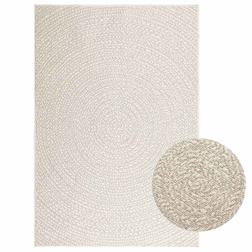 Rug ZIZUR Jute Look Indoor and Outdoor Round Cream 120 x 170 cm