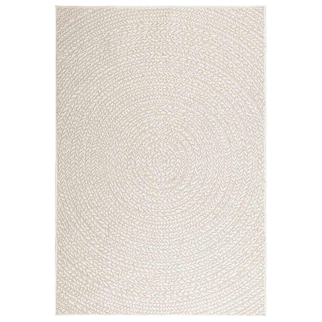Rug ZIZUR Jute Look Indoor and Outdoor Round Cream 120 x 170 cm