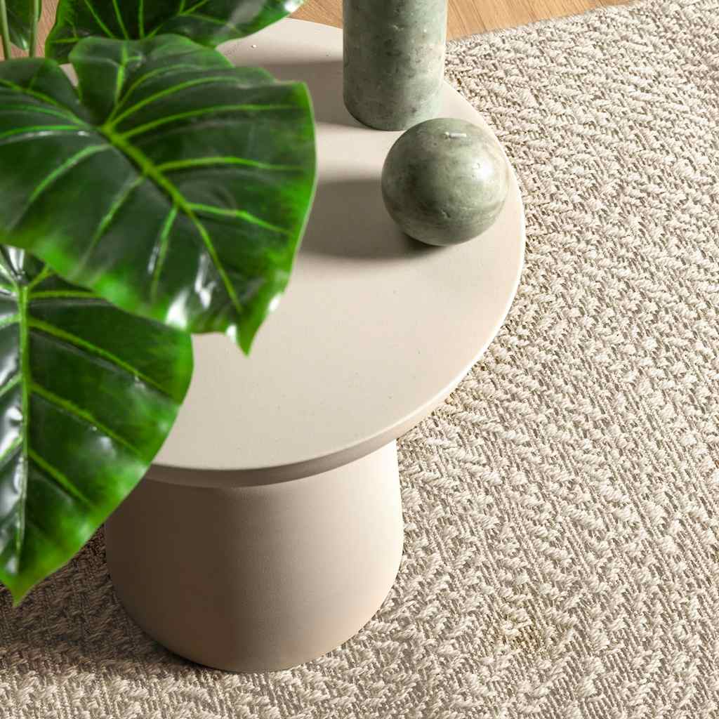 Rug ZIZUR Jute Look Indoor and Outdoor Round Cream 160 x 230 cm