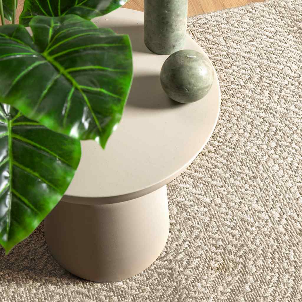 Rug ZIZUR Jute Look Indoor and Outdoor Round Cream 200 x 290 cm