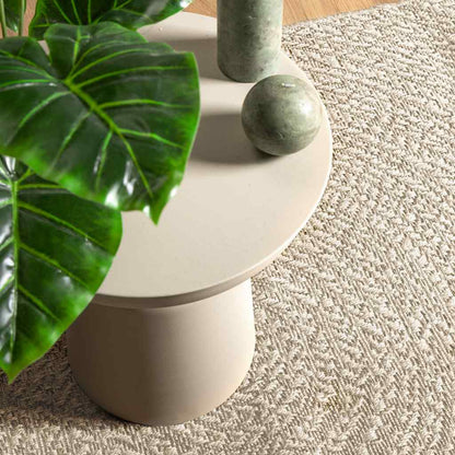 Rug ZIZUR Jute Look Indoor and Outdoor Round Cream 240 x 340 cm
