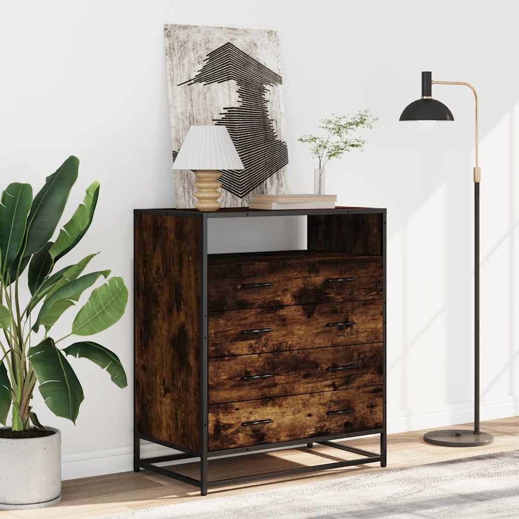 Drawer Cabinet 70x41x83,5 cm Engineered Wood Smoked oak