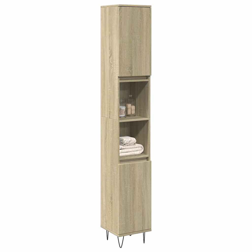 Bathroom Cabinet 30x30x190 cm Engineered Wood Sonoma oak