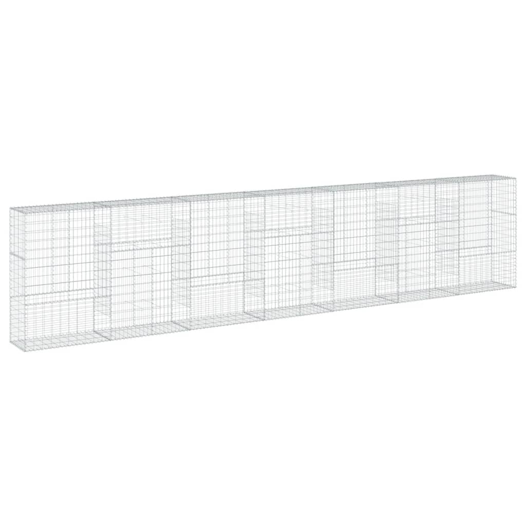 vidaXL Gabion Basket with Cover 700x50x150 cm Galvanised Iron 2