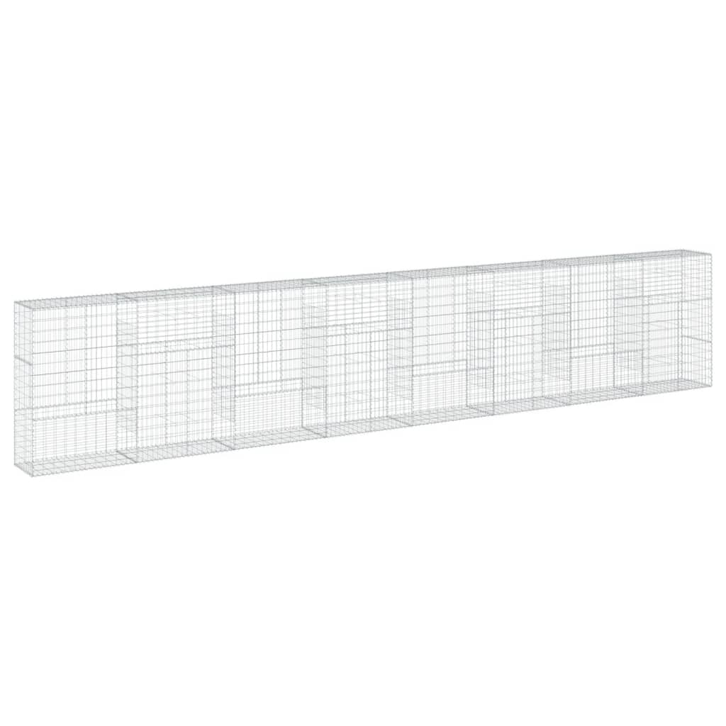 vidaXL Gabion Basket with Cover 800x50x150 cm Galvanised Iron 2