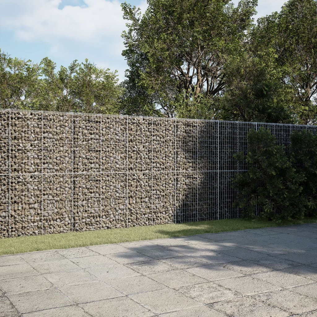 vidaXL Gabion Basket with Cover 600x50x200 cm Galvanised Iron 1