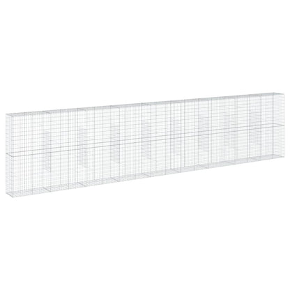 vidaXL Gabion Basket with Cover 900x50x200 cm Galvanised Iron 5