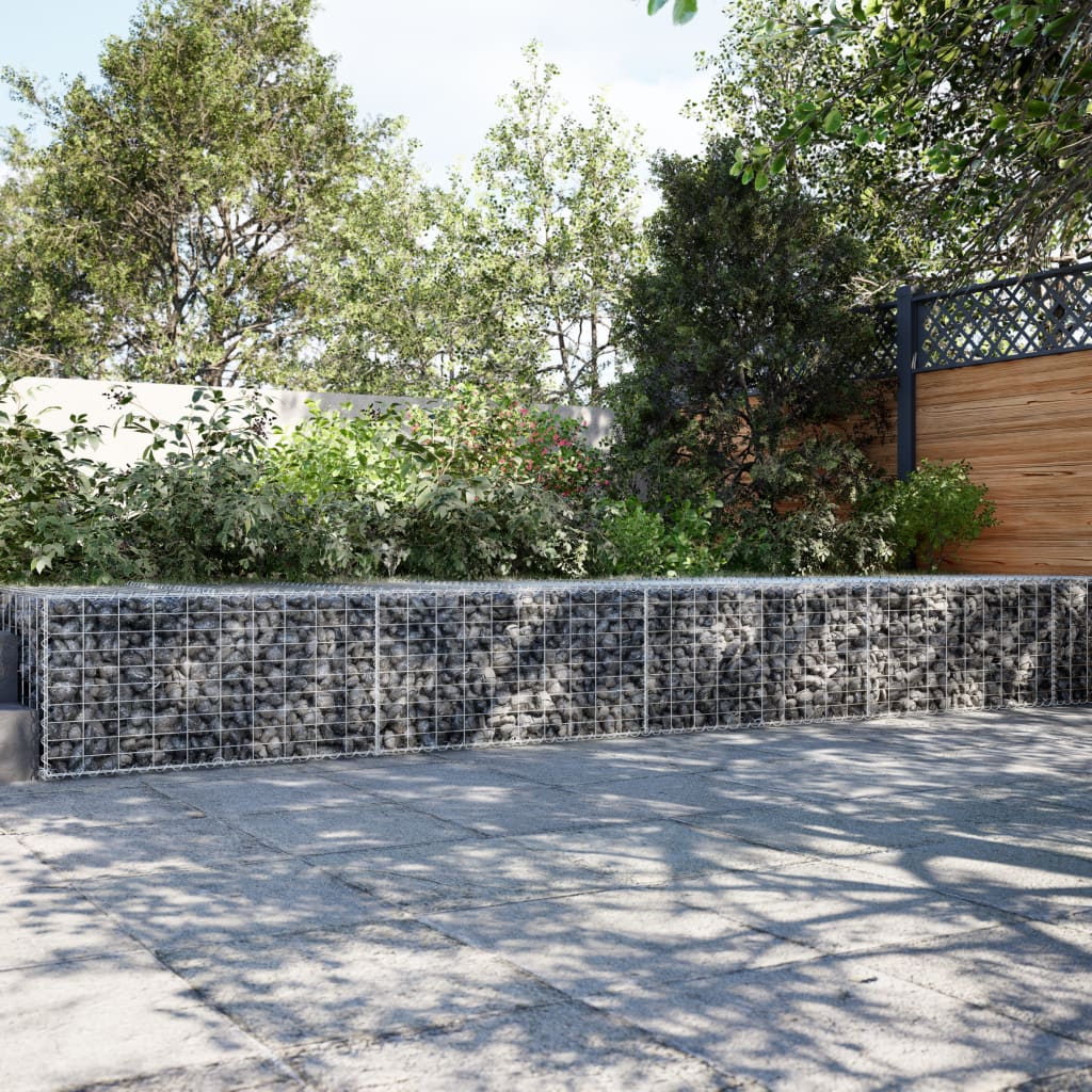 vidaXL Gabion Basket with Cover 1100x100x50 cm Galvanised Iron 1
