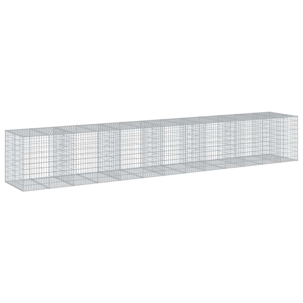 vidaXL Gabion Basket with Cover 650x100x100 cm Galvanised Iron 2