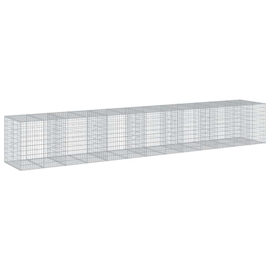 vidaXL Gabion Basket with Cover 650x100x100 cm Galvanised Iron 2