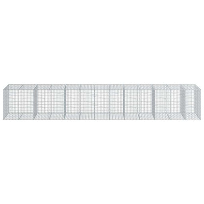 vidaXL Gabion Basket with Cover 650x100x100 cm Galvanised Iron 3