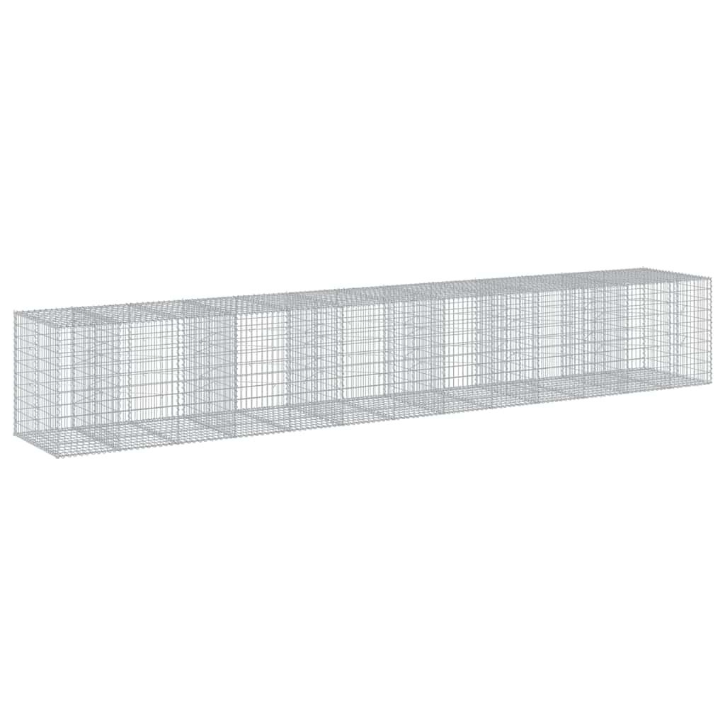 vidaXL Gabion Basket with Cover 650x100x100 cm Galvanised Iron 5