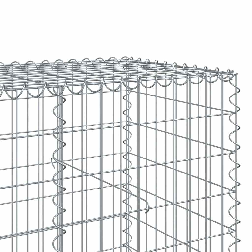 vidaXL Gabion Basket with Cover 650x100x100 cm Galvanised Iron 6
