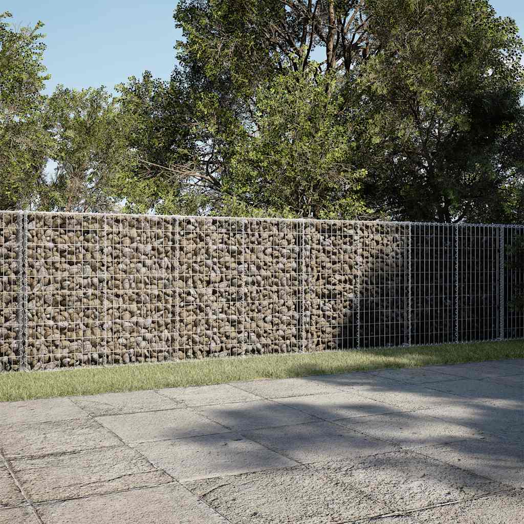 vidaXL Gabion Basket with Cover 650x100x100 cm Galvanised Iron 1