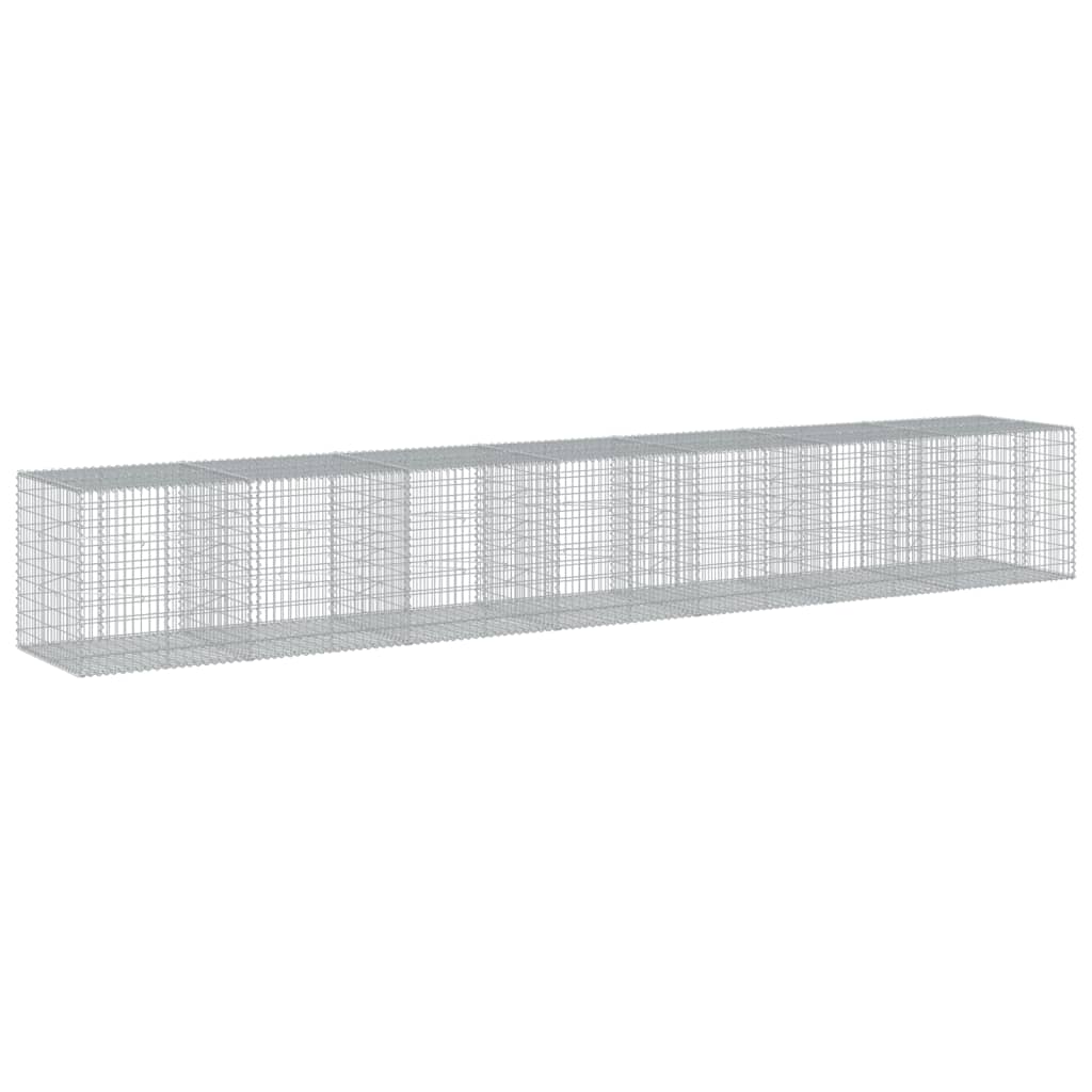 vidaXL Gabion Basket with Cover 700x100x100 cm Galvanised Iron 5