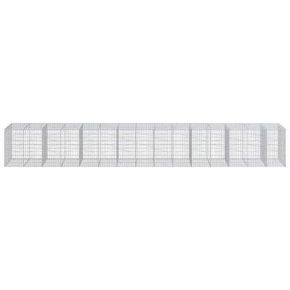 vidaXL Gabion Basket with Cover 750x100x100 cm Galvanised Iron 3