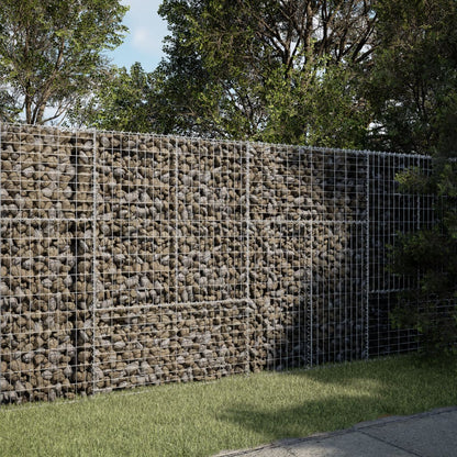 vidaXL Gabion Basket with Cover Galvanised Iron Depth 100 cm Height 150 cm
