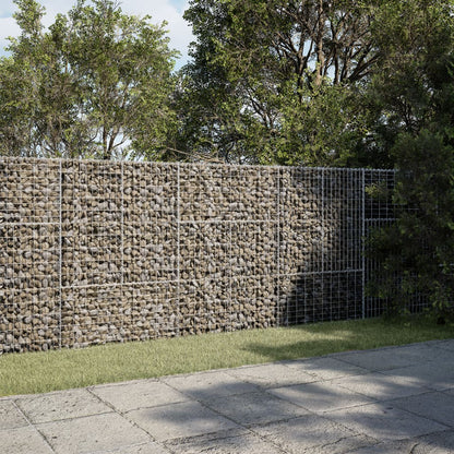 vidaXL Gabion Basket with Cover Galvanised Iron Depth 100 cm Height 150 cm