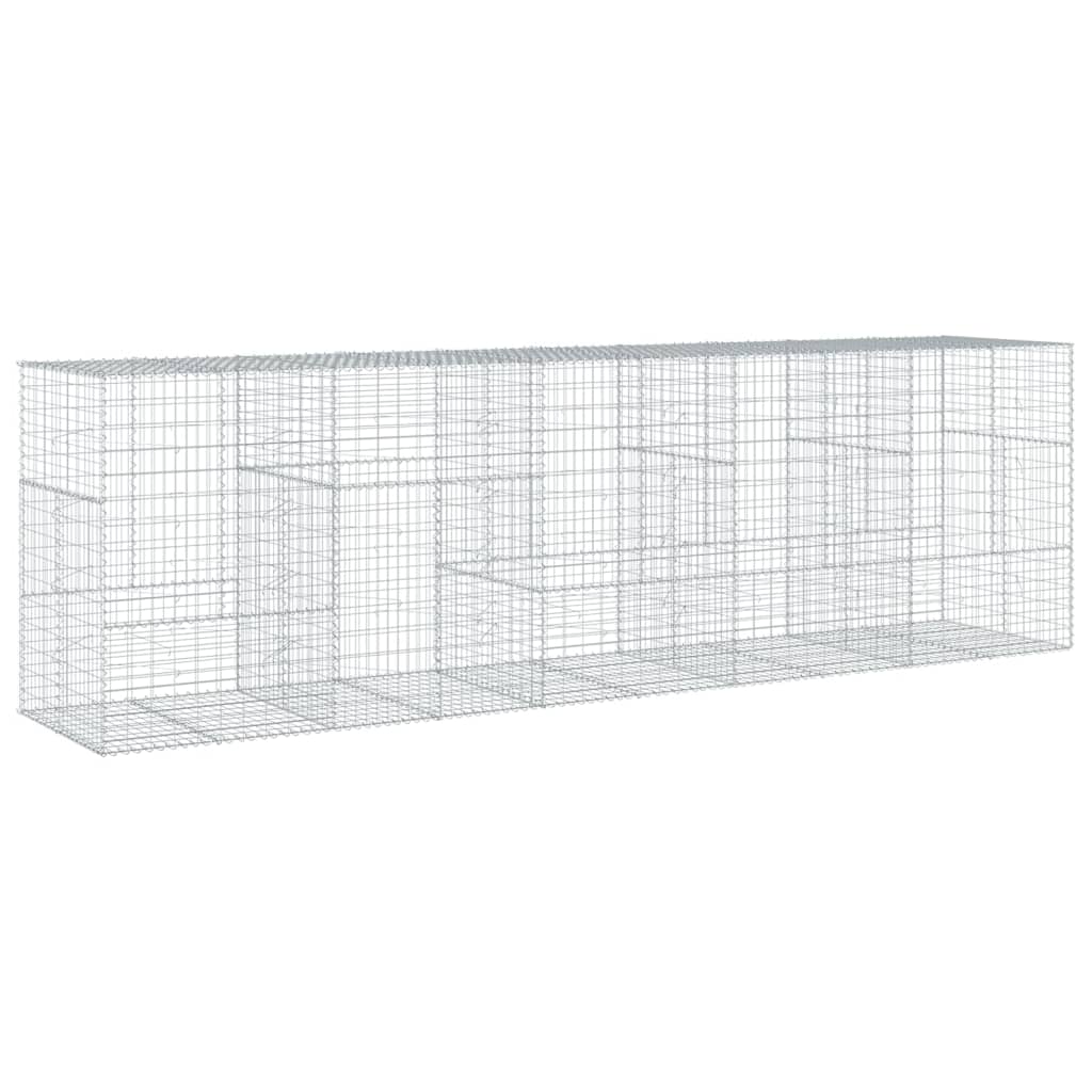 vidaXL Gabion Basket with Cover 500x100x150 cm Galvanised Iron 2