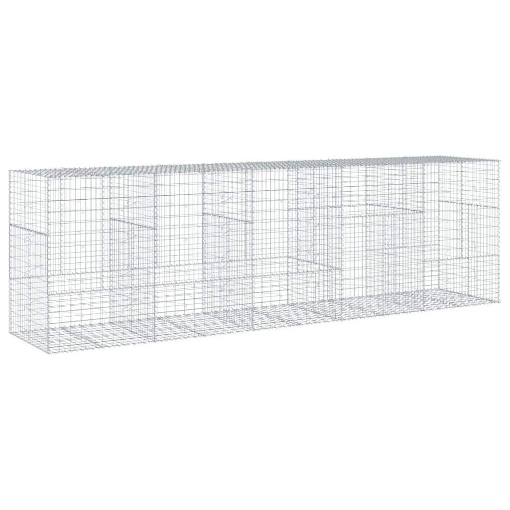 vidaXL Gabion Basket with Cover 500x100x150 cm Galvanised Iron 5
