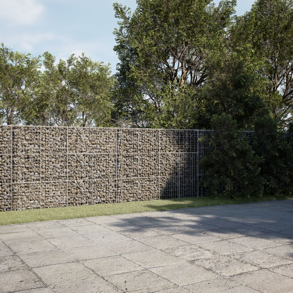 vidaXL Gabion Basket with Cover 500x100x150 cm Galvanised Iron 1