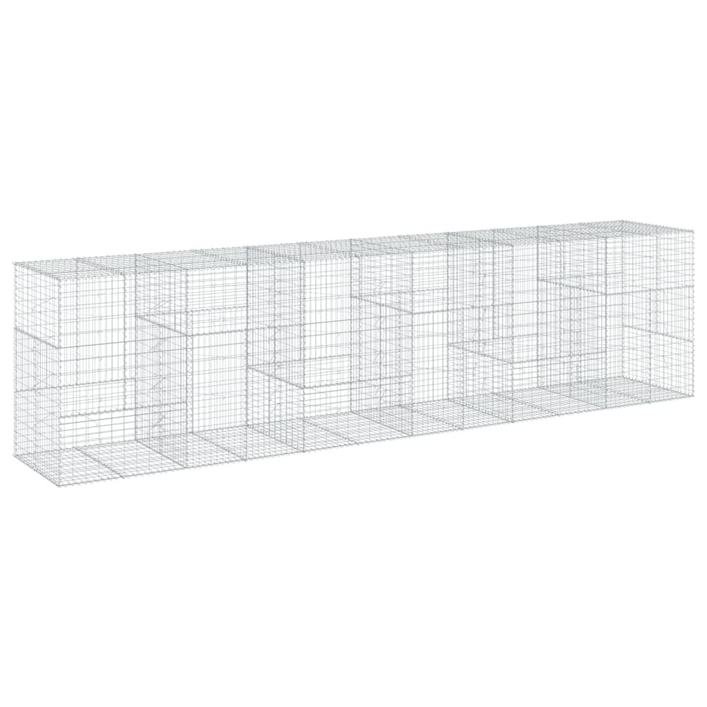 vidaXL Gabion Basket with Cover 600x100x150 cm Galvanised Iron 2