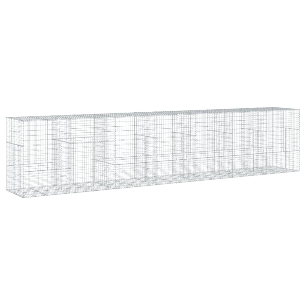 vidaXL Gabion Basket with Cover 700x100x150 cm Galvanised Iron 2