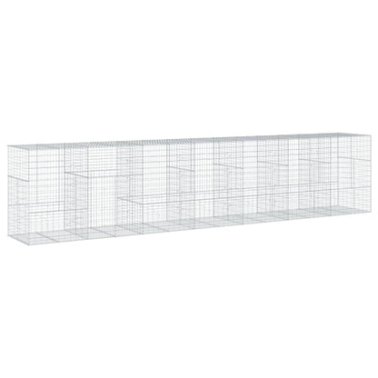 vidaXL Gabion Basket with Cover 700x100x150 cm Galvanised Iron 2