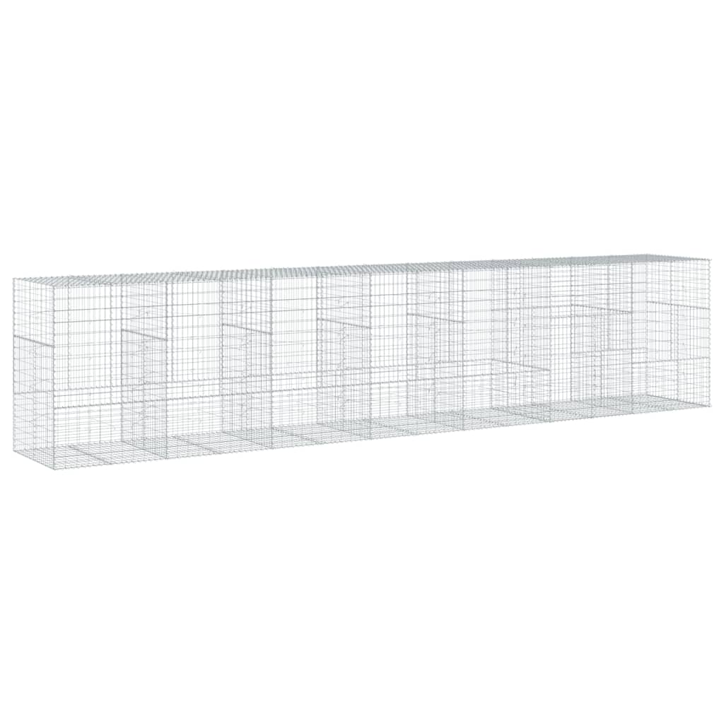 vidaXL Gabion Basket with Cover 700x100x150 cm Galvanised Iron 5