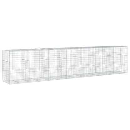 vidaXL Gabion Basket with Cover 700x100x150 cm Galvanised Iron 5