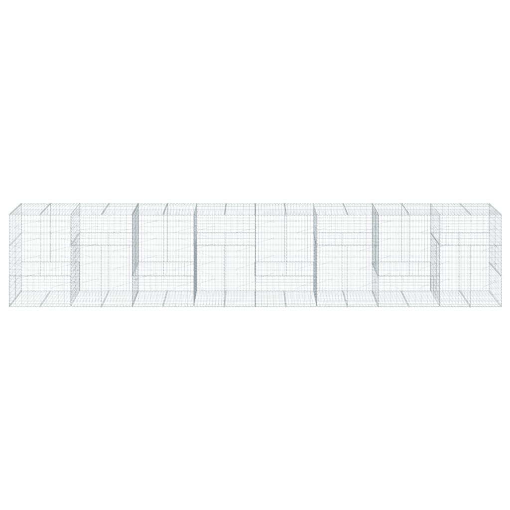 vidaXL Gabion Basket with Cover 800x100x150 cm Galvanised Iron 3